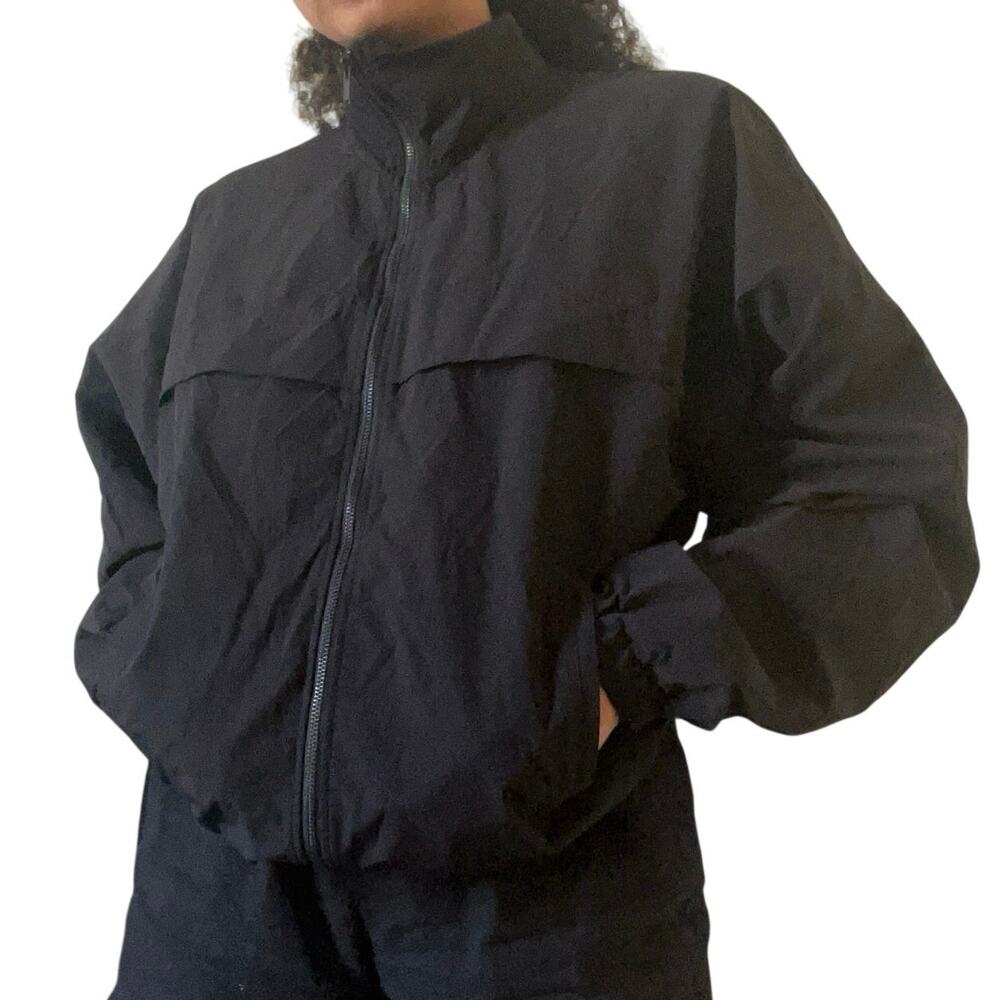 Oak + Fort Black Nylon Bomber Jacket